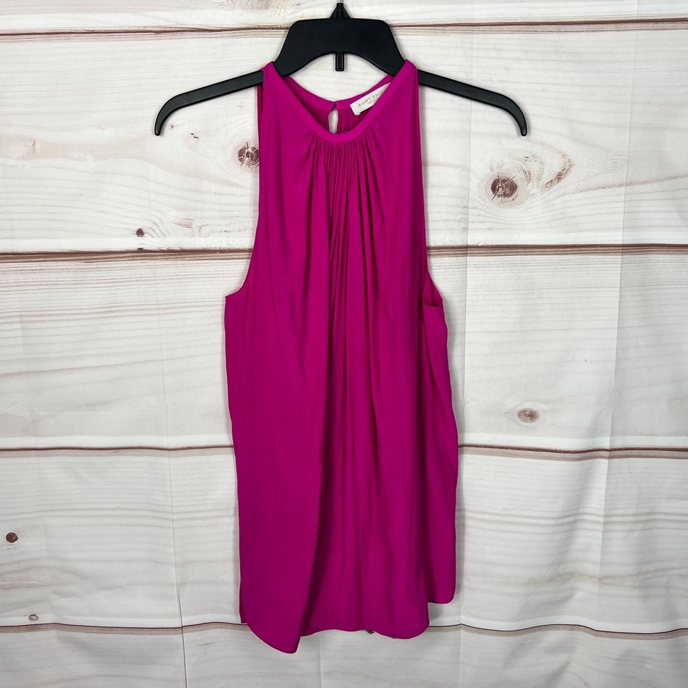 Ramy Brook Top Womens Small Pink Halter Neck Blouse Sleeveless Swing Solid Woven